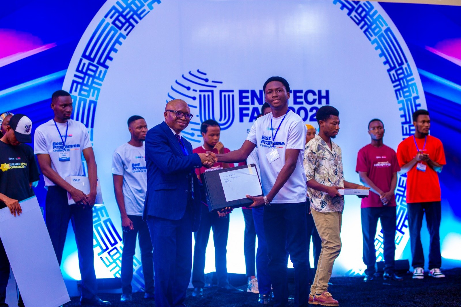 Eliakim Wedam receiving Best Programmer Award at the UENR Tech Fair 2026